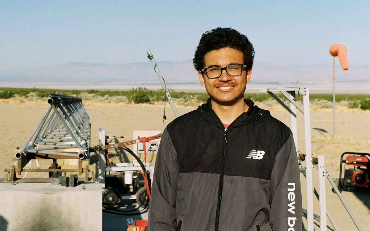 Omar at a rocket test site in the Mojave
